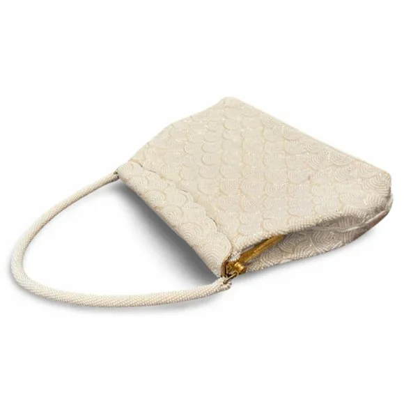 Vintage White Beaded Handbag Handmade Hong Kong - Picture 3 of 12